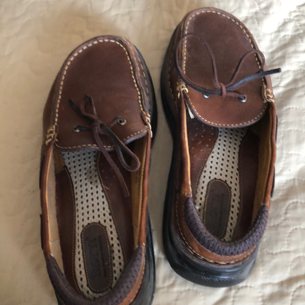 Born Brown leather slip/ons